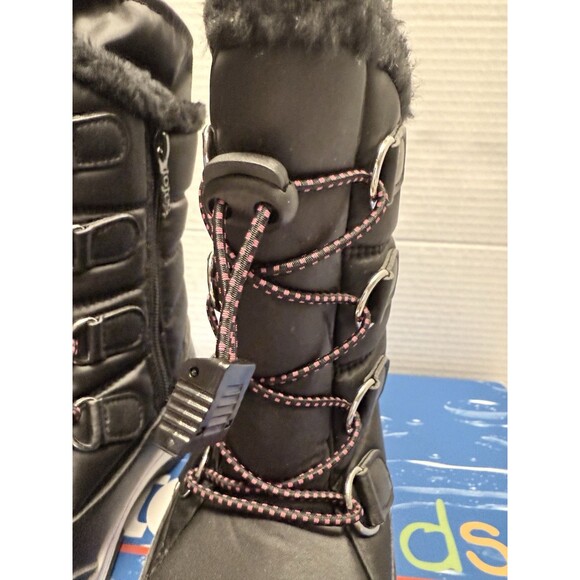 Totes Girl’s Mackenzie Black Snow Winter  Boots Size 3 - Picture 7 of 9